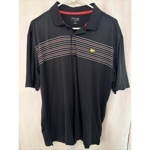 Masters Tech Golf Polo Shirt Mens Lg Performance Mesh PGA Tour Major Logo Black